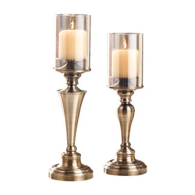 China Hotel Wholesale Home Decoration Luxury Gold Copper And Bulk Glass Candle Holders for sale