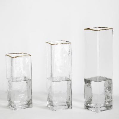 China Wholesale Modern Minimalist Upright Glass Vases Crafts Cheap Glass Flower Vase Square For Home Decor for sale