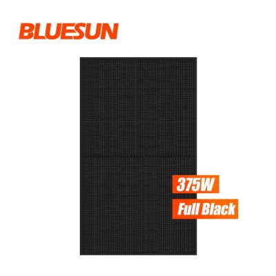 China 20A Bluesun Half Cell Solar Panel 375w 380w Best Price Mono Crystal Black Mono Frame Solar Panel for sale