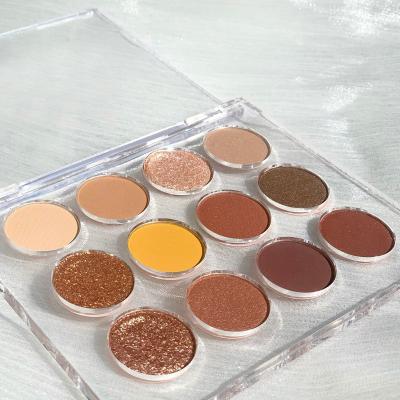 China Custom Logo Cruelty Free Nude Eyeshadow Palette 12 Colors High Dye Makeup Palletes Waterproof Eyeshadow Palette for sale