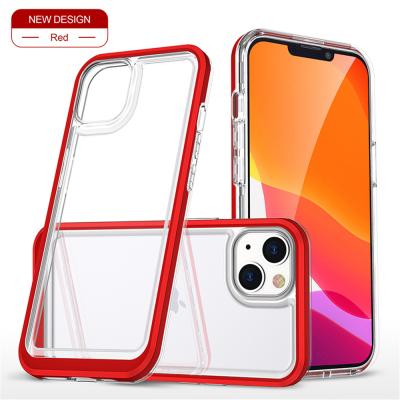 China 2021 Hot Selling Anti-fall Phone Case 2 Transparent Layers With Colorful Edge For iPhone 13 Pro Max for sale