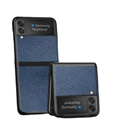 China Hot Selling Luxury Leather Anti-fall Amazon Phone Filter Frame Cell Phone Bags and Cases For Samsung Galaxy Z Flip 3 for sale