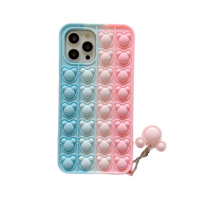 China Hot Sale Amazon Bubble Push Up Anti-falling Person Toy Phone Case Silicone Bubble Mobile Phone Toy Case For iphone for sale