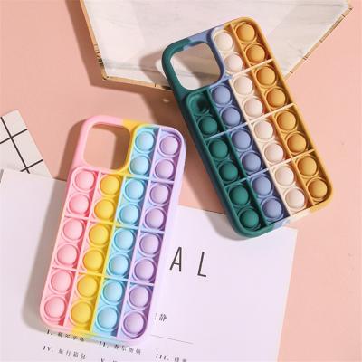 China Anti-fall cell phone bags and cases bubble fidgety person phone case lift up compression sensory silicone cell phone case for iphone 11 12 pro max for sale