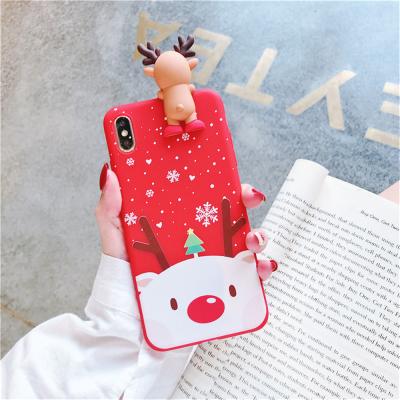 China Anti-drop Phone Case Christmas Gift Cell Phone Case With Cute Bear Toy Top Design For iPhone 11 12 Pro Max Case for sale