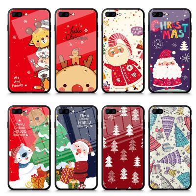 China Hot Selling Anti-drop Amazon Christmas Phone Case For Xmas With Tempered Glass Back Cute Design For iPhone 11 12 for sale