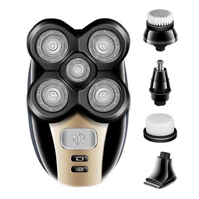 China 4 Heads Men 5 In 1 Electric Shaver And Rechargeable Wet Dry Rotary Shaver Grooming Kit Five-Headed Beard And Hair Shaver for sale