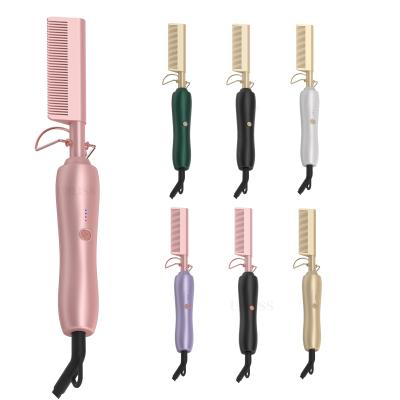 China Hot Salon Amazon Airbrush PTC Heater Hot Straight Hair Straightener Copper Comb for sale