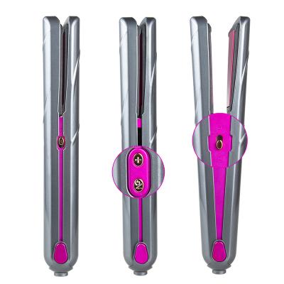 China Portable Outdoor USB Rechargeable Mini Wireless Flat Iron Hair Straightener 2 in 1 Hair Curler for sale