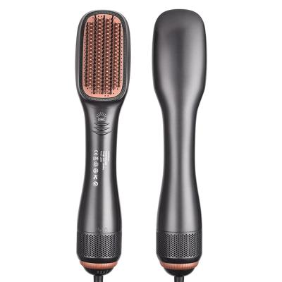 China Portable Ionic 3 In 1 Hot Air Hair Brush Straightener Ceramic Negative Ionic One Stage Hair Dryer Brush for sale