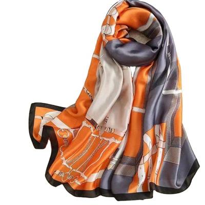 China Silky Custom Design Silk Satin Print Summer Ladies Long Silk Muslim Shawl Turban for sale