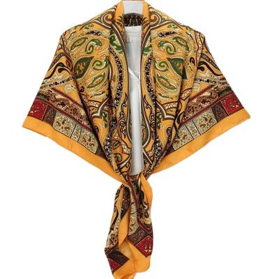 China Wholesalehot Large Size Square Scarf Ladies Style Polyester Twill Silky Custom Large Size Square Scarf for sale