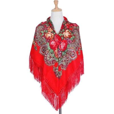 China National Custom Square Women Neckwears Shawls Scarves Russian Style Floral Print Square Scarf for sale