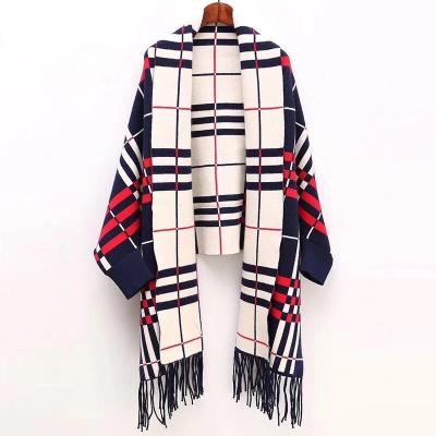 China Factory Wholesale Custom Thick Winter Scarf Long Shawl With Cuffs Hole Cape Double Function Coat for sale