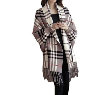 China Factory Wholesale Custom Thick Winter Scarf Long Shawl With Cuffs Hole Cape Double Function Coat for sale