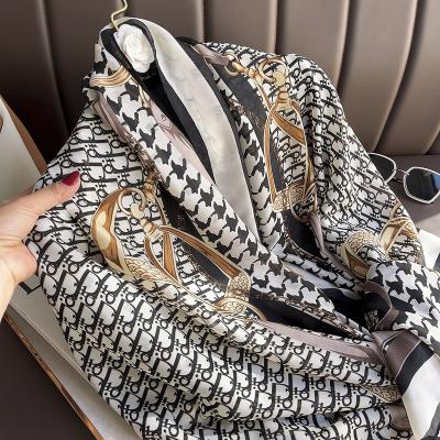 China Wholesale Products Satin Shawl Double Sided Pungent Silk Printed Scarf Thick Long For Women Shawls for sale