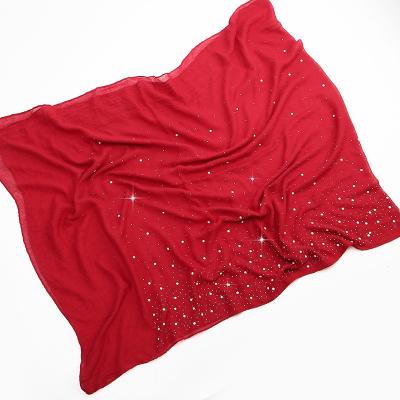 China Malaysian-Indonesia Soft Smooth Women's Long Chiffon Logo Silk Shawl For Wholesale Custom Feeling Scarf for sale