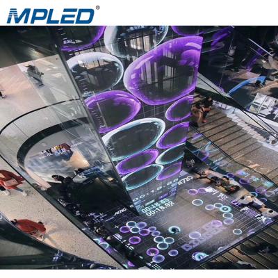 China Indoor transparent led display screen MPLED display screen shopping mall stained glass TV curtain indoor price advertising for sale