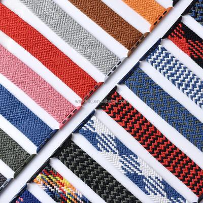 China Fabric Strap Loop Watch Band 44mm 40mm 45mm 41mm 42mm Braided Nylon Elastic Strap 38mm For Apple iWatch Series 3 4 5 Se 6 7 for sale