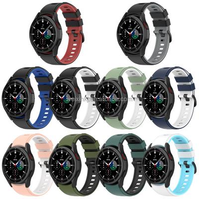 China New Arrival Soft Silicone Skin Two Tone Dual Color Silicone Watch Band Strap For Samsung Galaxy Watch 4/4Classic 40MM 42MM 44MM 46MM for sale