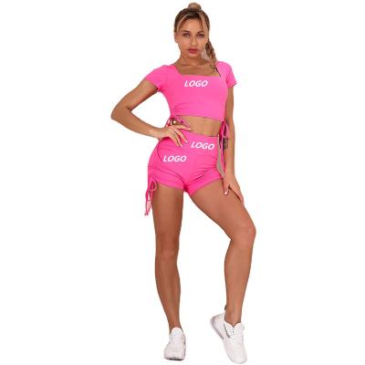 China OEM Breathable Compression Activewear Set Ladies Crop Top Sports Shorts Outfit Seamless Workout Yoga Set Set for sale