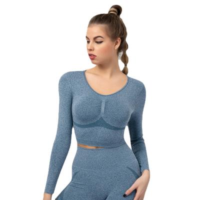 China Active Breathable Custom Women Wear Long Sleeve Yoga Wear Shirts Fitness Wear Long Sleeves Tops for sale