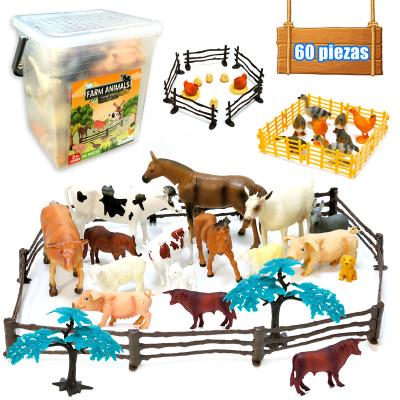 China Toy Wholesale Farm Animals Figurines Funny Educational Toys,60PCS Educational Realistic Learning Toys For Children,Toddlers Birthday Set for sale