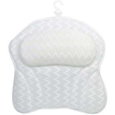 China Viable Shower Pillow Bathroom Bathtub Massage Air Mesh Neck Pillow White With Suction Cup for sale