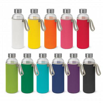 China Sustainable Custom Glass Water Bottle With Bamboo Lid Top Cap for sale