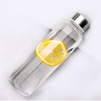 China Viable Direct Manifacturer Custom Logo Glass Clear Drinking Water Bottle With Top For Water for sale