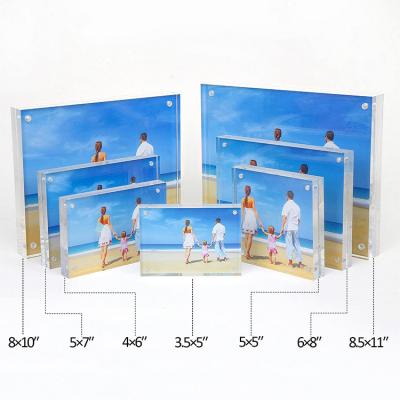 China Fashionable Custom Sizes Double Sided Rectangle Clear Transparent Magnetic Acrylic Block Artwork Photo Frame for sale