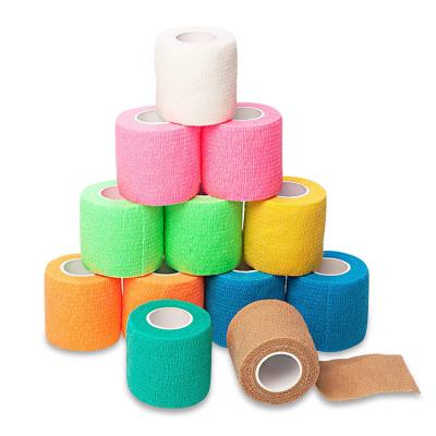 China Custom Self Adhesive Sports Knee Bandage Elastic Cohesive Wrap Rolls for sale