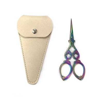 China Embroidery Craft Sharp Scissors With Leather Scissors Cover For Sewing Craft Art Work And Everyday Use Craft Tool for sale