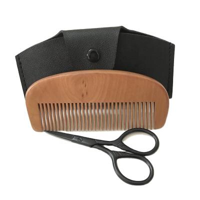 China Travel mustache scissors and comb wood trimming kit for sale