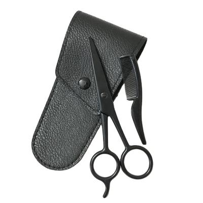 China Professional Pocket Barber Scissors With Comb Carrying Scissors Stainless Steel Beard Mustache Right Handed for sale