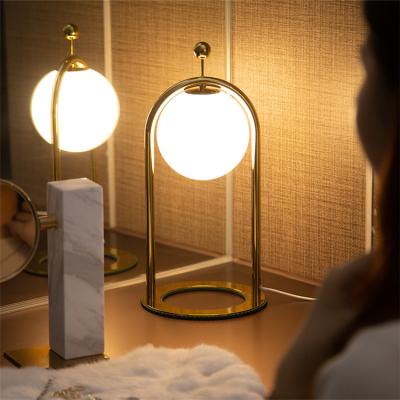 China Modern Brass Nickel LED Decoration Table Lamp Plug In Left Glass USB Table Ambient Light Touch Dimmable Shade Desk Lamp for sale