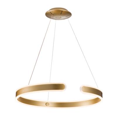 China Modern brushed champagenen gold led droplight acrylic pendant lamp Ring Chandelier luxury multilayer combined luce for sale