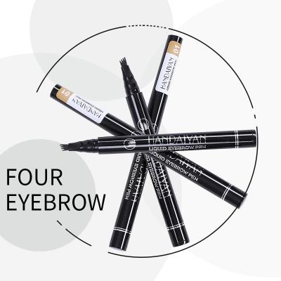 China Buying 3D Eyebrow Pen Waterproof Fork Tip Eyebrow Waterproof Drop Pencil Long Lasting Professional Fine Liquid 4 Paw Eye Brow Sketch Pen for sale