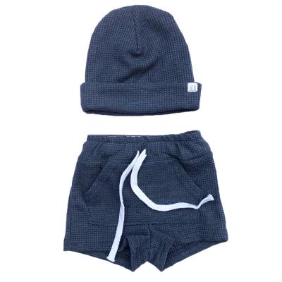 China Breathable Toddler Boys Waffle Cotton Pockets Harem Shorts Casual Infant Drawstring Breeches Boys Shorts With Skullcap for sale