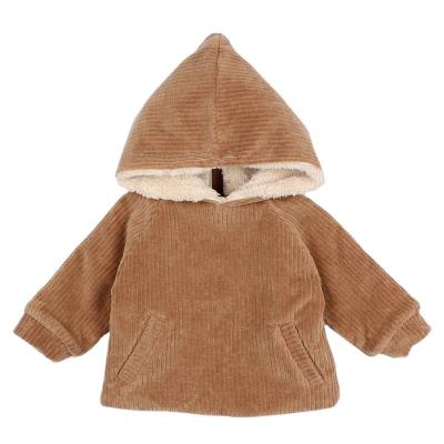 China Sustainable Kids Corduroy Jacket And Pants With Back Coat Thick Velvet Fleece Zipper Top for sale