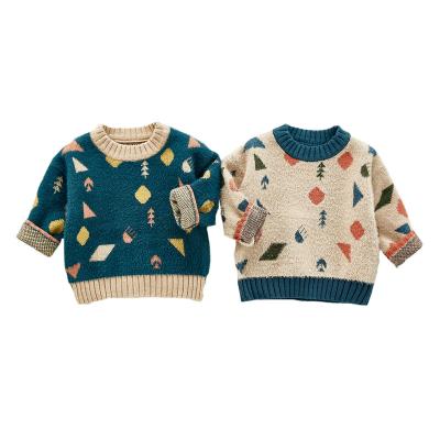 China Korean Geometric Pattern Knitted Sweater Baby Winter Hot Sale Casual Pullover Anti-Shrink for sale