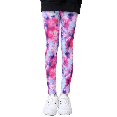 China Viable Milk Printing Children Girl Silk Leggings Spout Hot Sale Kids Tie Dye Trousers for sale