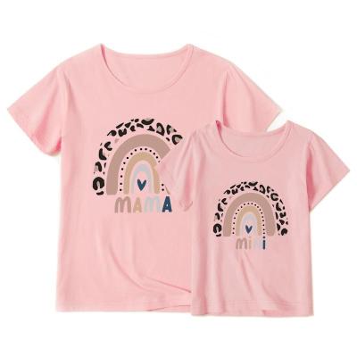 China Matching Clothes Mommy and Me Viable Family T Shirt Knit Rainbow Print Women Shirt Baby Boys Summer Top for sale