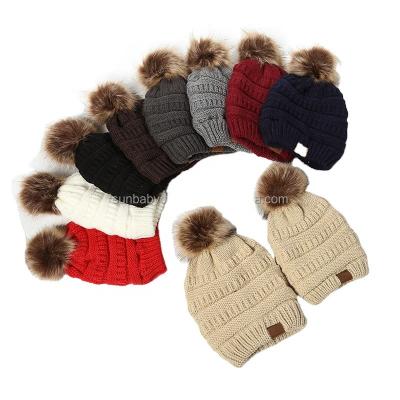 China JOINT fashion Newstyle mom and me knit cotton Bean Hat Winter Warm Family time wholesale quality soft hat OEM design for sale