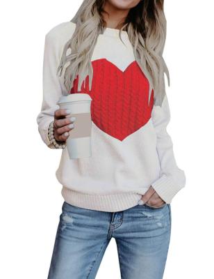 China Valentine's Day Autumn Breathable Sweater Knit Sweaters Ladies Shirt Love Heart Tops Clothing for sale