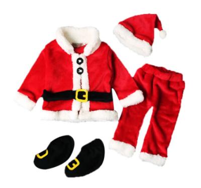 China Fashionable and Lovely Breathable Christmas Newborn Baby Clothes Sets Warm Coat Pants Hat Shoes 4pcs Set for sale