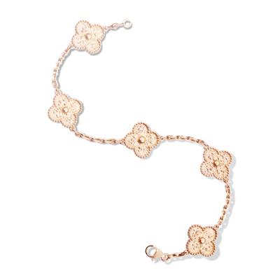 China VCA 5 Flower Bracelet Vintage Alhambra bracelet 5 motifs bracelet 18K pink gold for sale