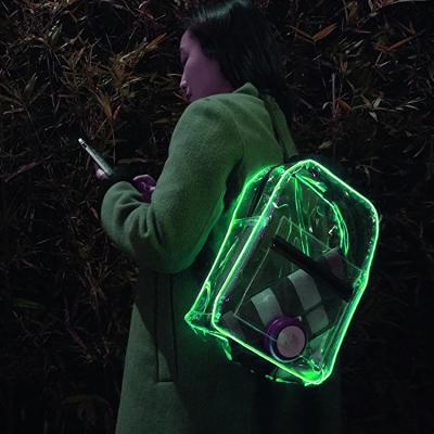 China Waterproof EL Wire Neon Light Up Backpack Glow In The Dark Luminous Shoulder Bag Glow In The Dark Backpack for sale