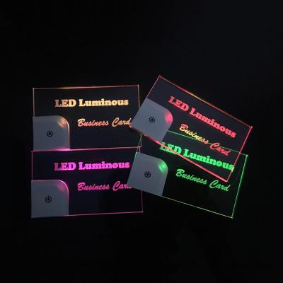 China Custom Acrylic Message LED Acrylic Invitation Card, Glow Name Business Card, LED Visitenkarte for sale