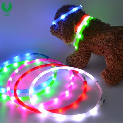 China Viable Rechargeable LED USB LED Dog Shock Collar, USB Rechargeable LED Flashing Dog Collar for Christmas for sale